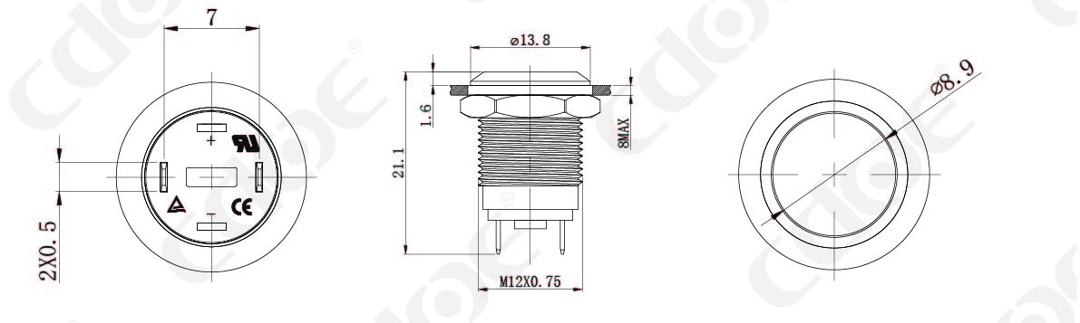 HBDGQ12F-10E-JN(S) Produktstørrelse