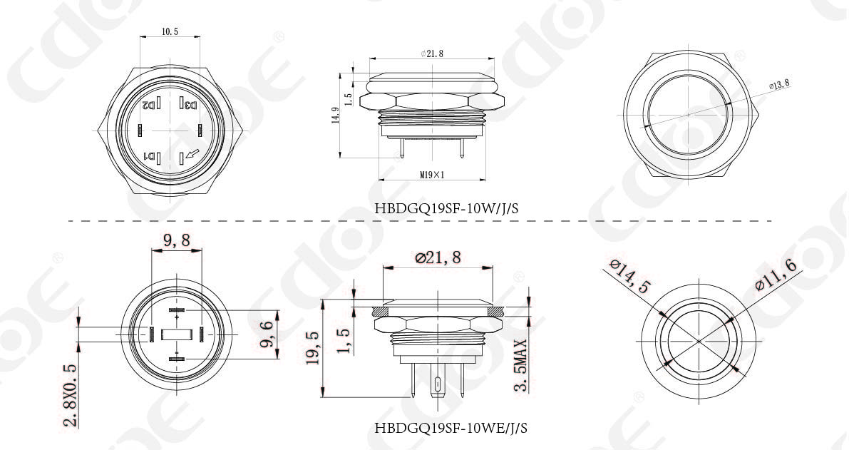 HBDGQ19SF-10W(WE) Product size