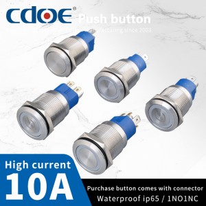 RGB switch 22mm one normally open and one normally close ring led momenatry push button