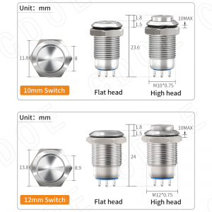 Short Body Pushbutton Hbdgq10f-11 Series Latching 1no1nc Switch For Small control Equipment