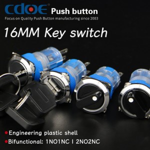 16mm keylock switch 2 position selector plastic for Charging pile