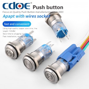 19mm 1no1nc cleaning machine push metal button switch ring led