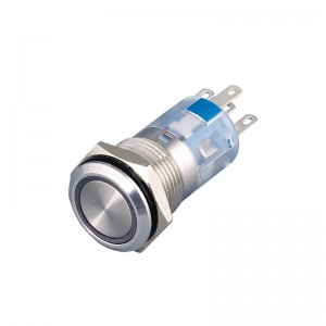 16mm 1no1nc 5 Pins Stainless Steel Ring Led 12v Momentary Push Button Switch