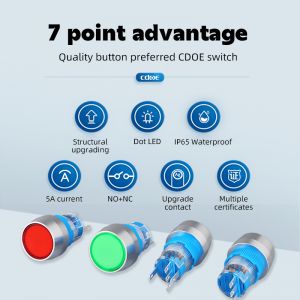 New product Dot led 16mm latching button on off power switch 12v led light