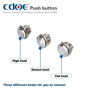 16mm push button switch flat head 2pins waterproof ip65 one normally open for Guitar