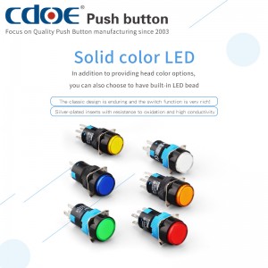 Plastic 16mm Round Square Rectangle Head push switches button red green orange LED Lights 48v