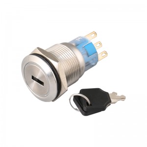 19mm industrial key switch keey type two position metal lock waterproof