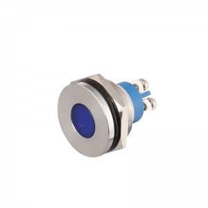 19mm Panel Mount Indicators Blue Flat Round 2 Pins Terminal Signal Pilot Lamp Led