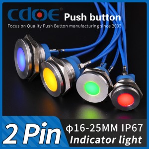 19mm Panel Mount Indicators Blue Flat Round 2 Pins Terminal Signal Pilot Lamp Led