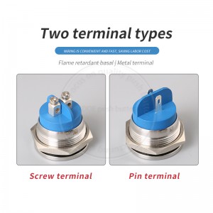 19mm Panel Mount Indicators Blue Flat Round 2 Pins Terminal Signal Pilot Lamp Led