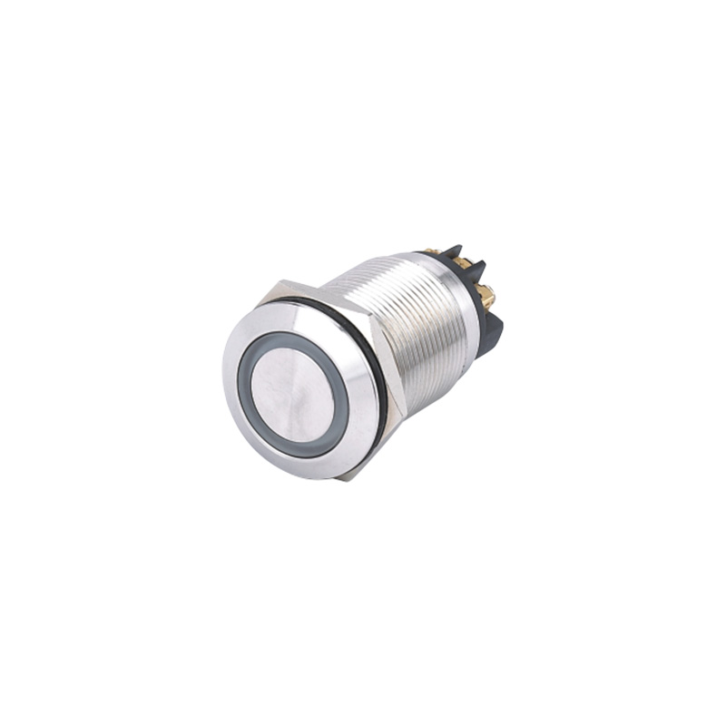 thumbnail image 2 of 19mm 5-Pin LED Momentary Push Button Switch - Metal Silver With Red/Yellow/Blue/Green/White Light - Fire Missiles Design 2 of 3