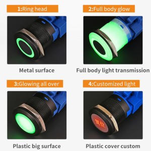 22mm Plastic Illuminated Switch SPDT Momentary push button Waterproof 1NO1NC by china Supplier and Factory