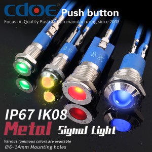 220 Volt Waterproof Indicator Lamp 14mm Stainless Steel Ip67
