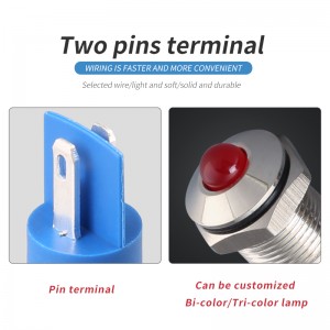 220 Volt Waterproof Indicator Lamp 14mm Stainless Steel Ip67