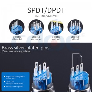 China Anti Vandal Push Button 19MM metal ip67 waterproof electric switch