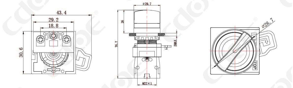 xb2 10 select switch metal 22mm Product size