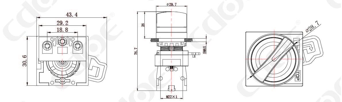 xb2 10 select switch metal 22mm Product size