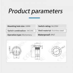 6 pin Momentary 12v button switch dot led 5amp Self-Resetting Self-Locking for Diverse Applications