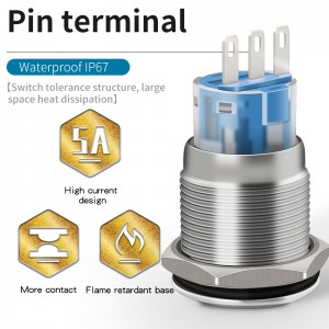 19mm industrial key switch keey type two position metal lock waterproof