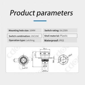 New style emergency stop 16mm Plastic Shell push button Switch with 5A Capacity and White Arrow Logo