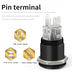 16MM 12 V Push Button Switch ring led Black shell plating momentary