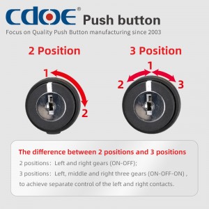 LA38 30MM push button black industrrial rotary 3 position Key Lock Switch Electrical