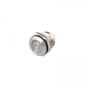 Waterproof momentary 16mm led Switch push button 1no power symbol