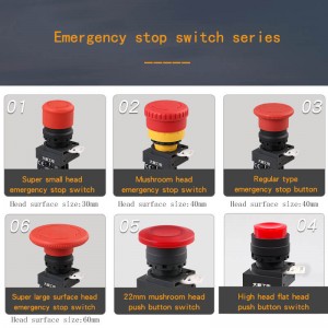 IP65 Emergency stop button 22mm one normally open push switch lay5 for new energy machine