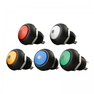 nylon 12mm reset switch one normally open dot led illuminated pushbutton