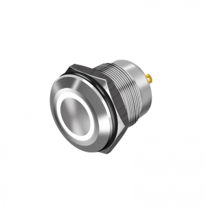 Flat Round ring illuminated 16mm IP67 1no1nc Spdt Small waterproof 12 volt push button switch