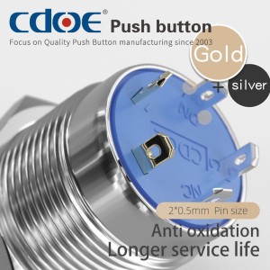 Flat Round ring illuminated 16mm IP67 1no1nc Spdt Small waterproof 12 volt push button switch