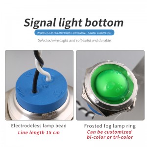 Lámpara de señal llevada verde de acero inoxidable de la iluminación 25m m con el alambre