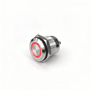 Flat Round ring illuminated 16mm IP67 1no1nc Spdt Small waterproof 12 volt push button switch