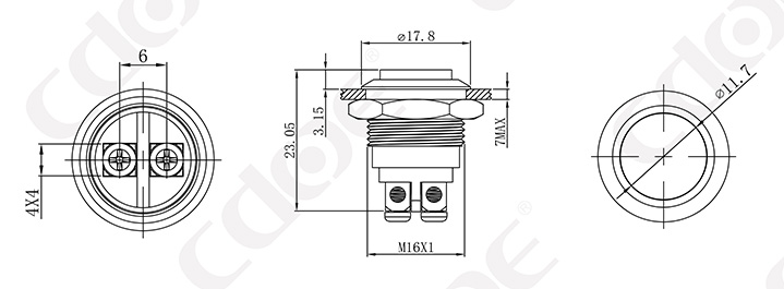 16mm high head pushbutton switches 2 pins