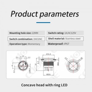 Fabricantes de interruptores de botão de 22 mm verde vermelho azul micro viagens momentâneas 12v luz LED