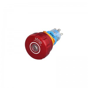 Aluminium alloy emergency stop button 16mm dot led illuminated 12v 5a ip67 1no1nc for elevator