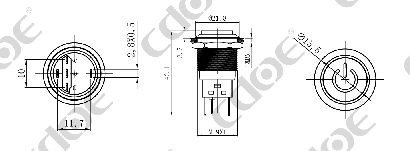 push button 19mm panel switches