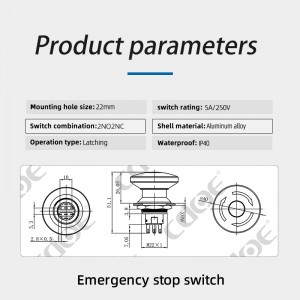 New products metal emergency stop button 22MM zinc aluminum alloy switches