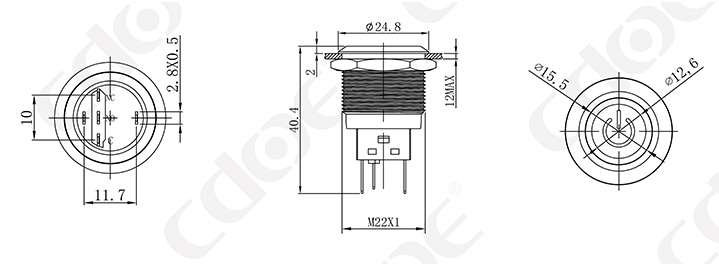 HBDS1-AGQ22F-11ET push button 22mm ring led power symbol