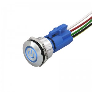 按鈕供應商 22 毫米平頭環 LED 電源符號金屬 IP67 開關帶連接器