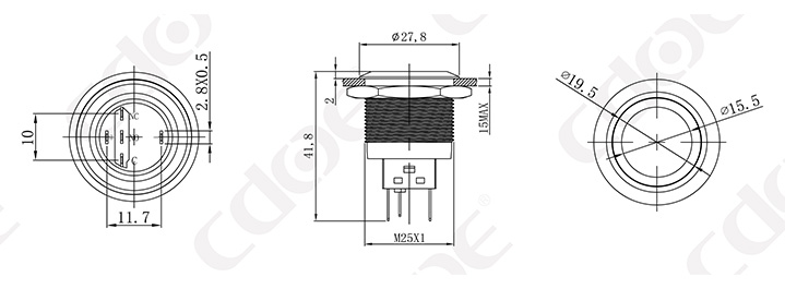 AGQ25 interrupteurs à bouton-poussoir de 25 mm