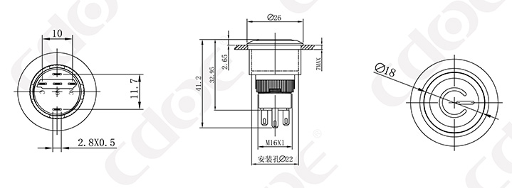 ip65 push button siwtch 22mm power symbol