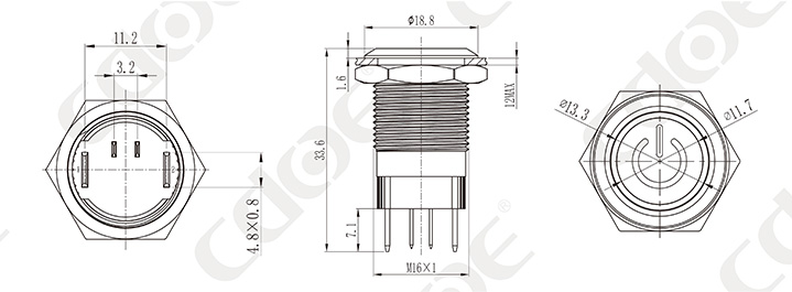 16mm illuminated push button switch