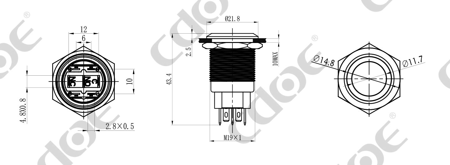 10a push button 19mm momentary