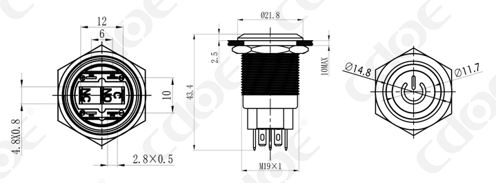 19mm metal push button  ip67