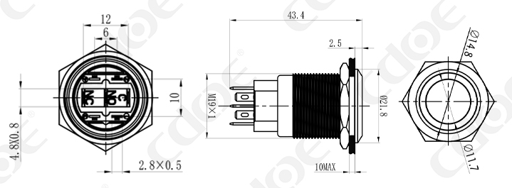 19mm rgb push button ip67