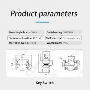 LA38 30MM push button black industrrial rotary 3 position Key Lock Switch Electrical