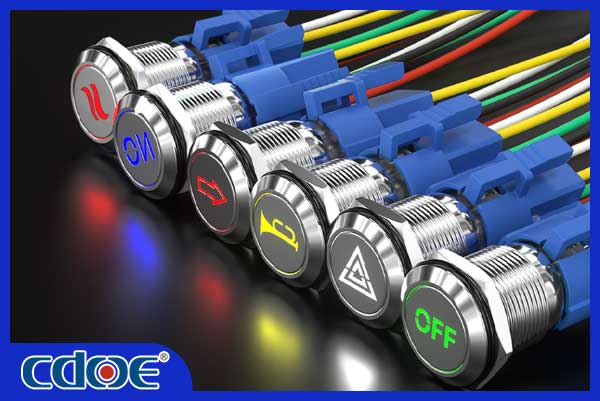 Druckknopfschalter mit lasergravierten benutzerdefinierten Symbolen