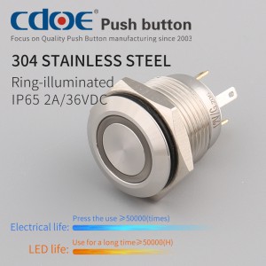 push button switch normally open 16MM ring led 12v light on off
