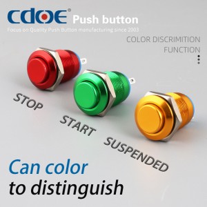 12mm Switch high head Aluminum alloy plating green color push button for control small devices